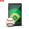 Smartphone with baseball ball and field on the