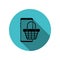Smartphone basket long shadow icon. Simple glyph, flat vector of mobile concept icons for ui and ux, website or mobile application