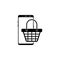 smartphone basket vector icon for websites and mobile minimalistic flat design