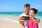 Smartphone - beach vacation couple taking selfie