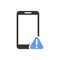 Smartphone and blue warning sign vector icon