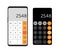 Smartphone calculator app interface. Mobile calculator design screen concept for device