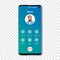 Smartphone call app interface template on a transparent background. Incoming call concept. Vector illustration