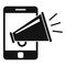 Smartphone campaign megaphone icon, simple style