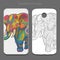 Smartphone case design colorful elephant vector