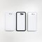 Smartphone case on white background. Blank mobile mock up or protector for design