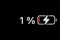 Smartphone charged battery level indicator - one, 1 percent: close up macro