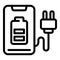 Smartphone charging icon outline vector. Hostel room