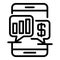 Smartphone chart loan icon, outline style