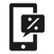 Smartphone chart percent icon, simple style