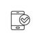 Smartphone check mark line icon