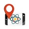 Smartphone chemistry molecule online education isolated icon shadow