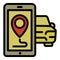 Smartphone city car sharing icon, outline style