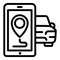 Smartphone city car sharing icon, outline style