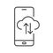 Smartphone with cloud icon. Cloud service technology icon. Info exchange through cloud service