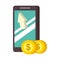 Smartphone coins money nfc payment