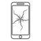 Smartphone with crack on display Broken modern mobile phone Shattered smartphone screen Phone with broken matrix of screen Cell