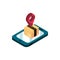 Smartphone delivery box destination online shopping isometric icon