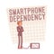 Smartphone dependency. Lineart concept illustration