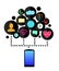 Smartphone device concept with applications (app) icons . Flat design. Vector illustration