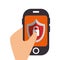 smartphone device with security shield isolated icon