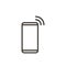 Smartphone device thin line icon. Vector illustration for cellphone, calls, receiving message or email, wifi, internet access etc