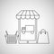 Smartphone e-commerce basket bag shop delivery icon