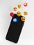 Smartphone  Emoji Emoticons. Social Media Concept 3D Rendering