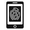 Smartphone fingerprint icon, simple style