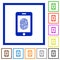 Smartphone fingerprint identification flat framed icons