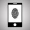 Smartphone fingerprint. Simple icon