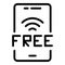 Smartphone free wifi icon, outline style