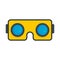Smartphone game goggles icon, flat style