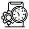 Smartphone gear time icon, outline style