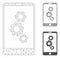 Smartphone Gears Vector Mesh Network Model and Triangle Mosaic Icon