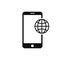 Smartphone with globe icon. Roaming isolated sign. Travel internet technology sign