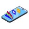 Smartphone graph icon isometric vector. Digital business