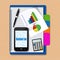 Smartphone with graphs and calculator on notebook,creative business,cell phone illustration