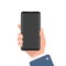 Smartphone in hand illustration in flat style. Mobile device vector illustration on isolated background. Gadget sign business