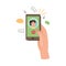 Smartphone Hold by Human Hand Voice Calling in Social Media App Vector Illustration