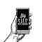 Smartphone hold male hand. Lettered text BIG SALE.