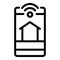 Smartphone home control icon, outline style