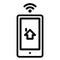 Smartphone house control icon, outline style