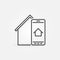 Smartphone with House linear icon - Online Real Estate mobile App