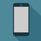 Smartphone icon in flat design on the blue background. Vector il