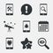 Smartphone icons. Shield protection, repair, bug.