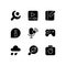 Smartphone interface black glyph icons set on white space