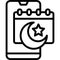 Smartphone with islamic calendar icon, ramadan festival related vector