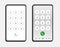 Smartphone with a keypad on the screen. Cellphone panel with numbers and letters. Mobile phone display. Vector Illustration