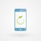 Smartphone and leaf. Concept of sustainability. Vector illustration, flat design